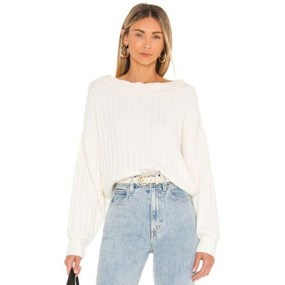 NWT Free People Cabin Fever Pullover in White